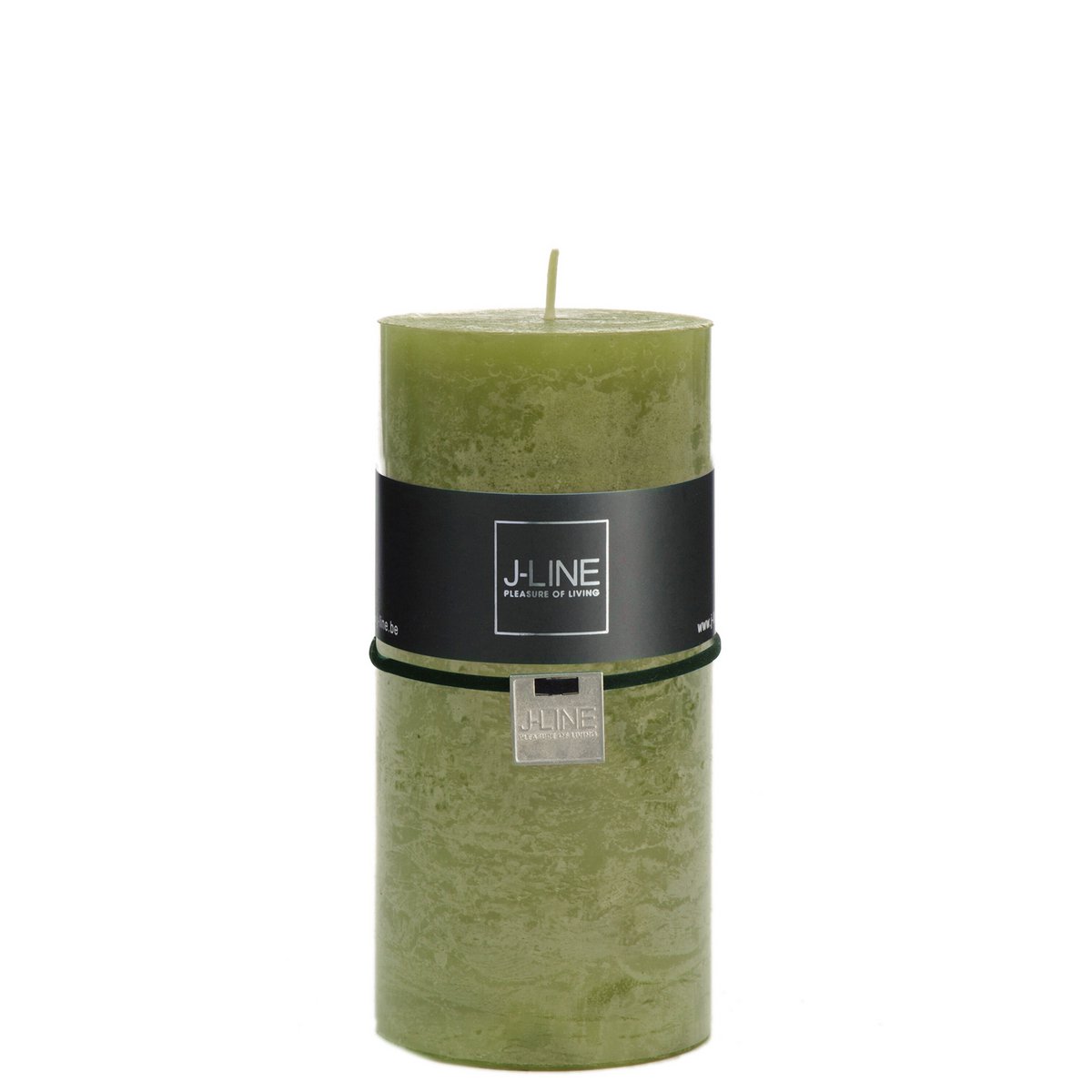 Bougie cylindrique J-Line verte, design épuré et moderne, idéale pour salon