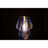 Détail de la lampe J-Ligne, verre transparent et bleu