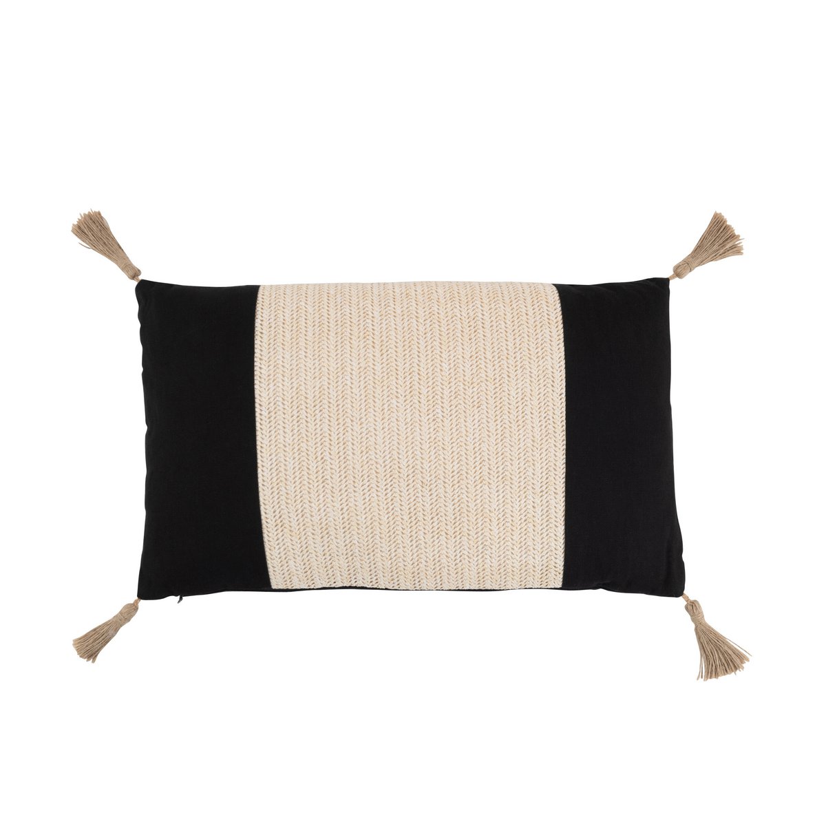 Coussin J-Line Tissé Rectangle Noir - Détail des finitions