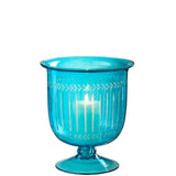 Vase Tarifa en verre azure, détail de la texture du verre.