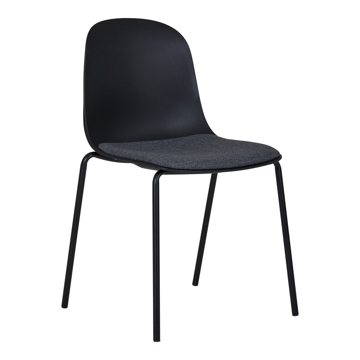 Chaise de salle à manger Madalena noire avec pieds en métal