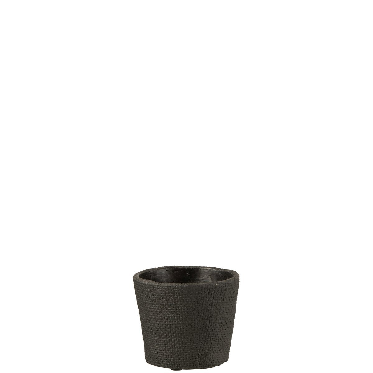 Pot de fleurs J-Line en ciment noir, design moderne et élégant, diamètre 12,5 cm.