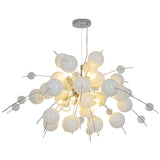 La lampe pendentielle "explosion" blanche, en métal et en verre, versions G9, lampe suspendue pour salle à manger, salon, hall ou bureau, Øca. 98 cm