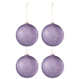 Boule de Noël en verre violet J-Line, détail des perles scintillantes