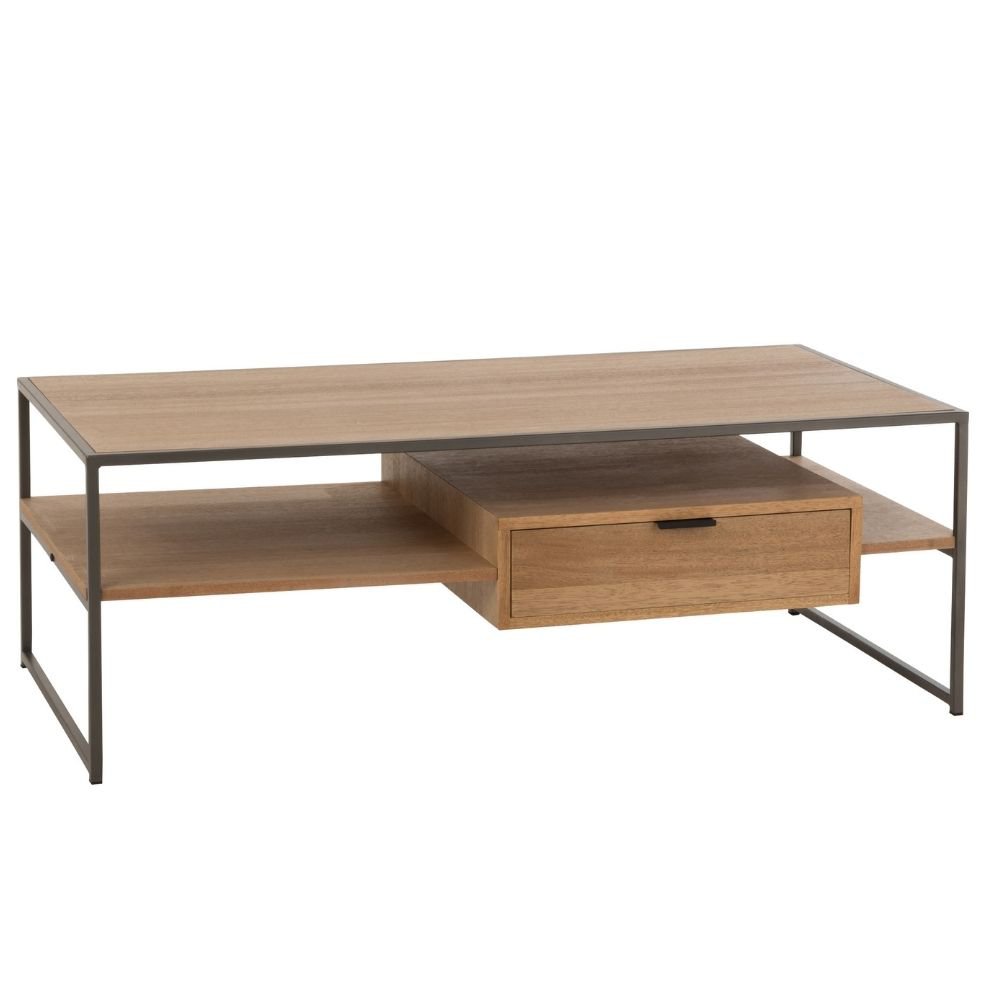 Meuble TV J-Line en bois et métal, vue de face