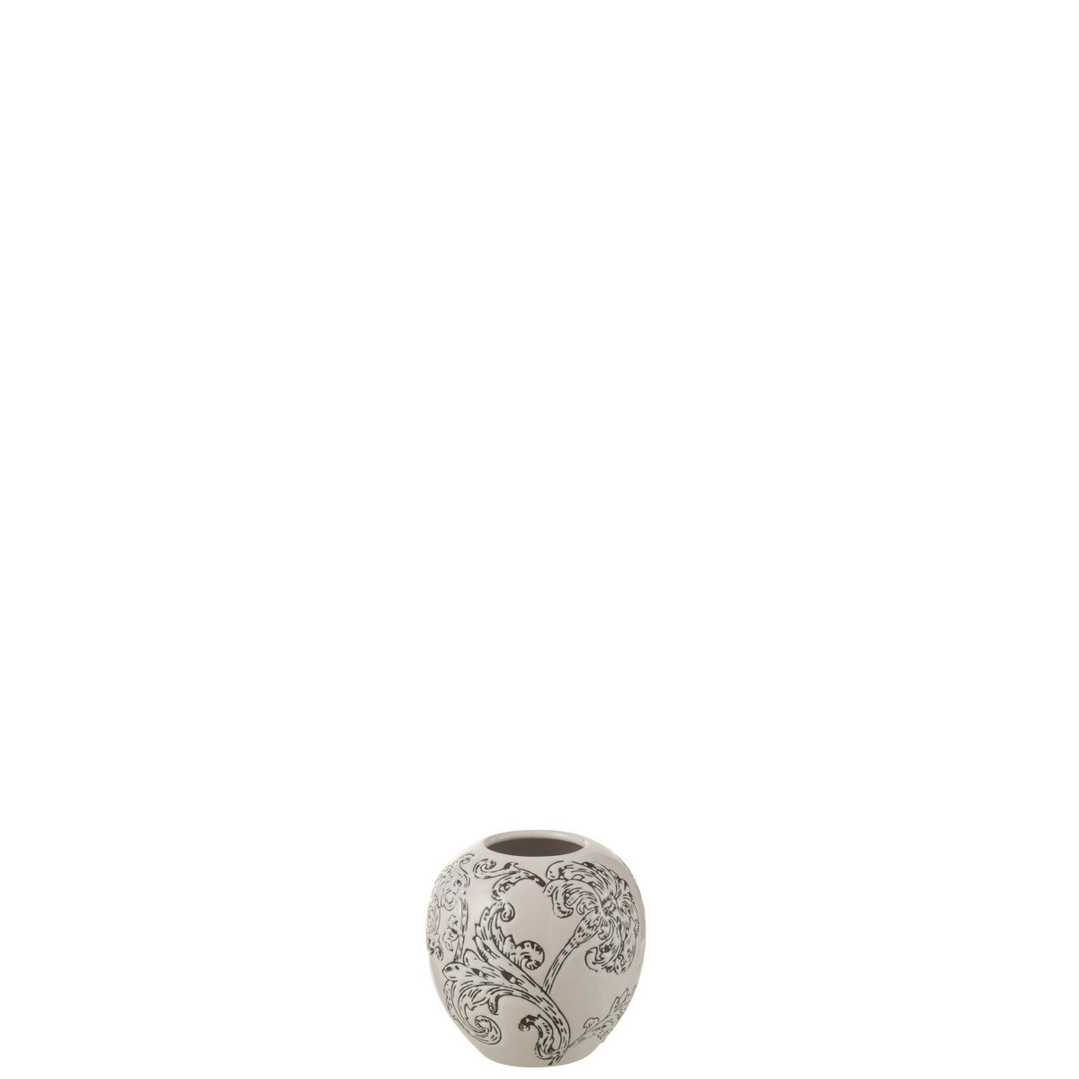 Vase Zen Ball J-Line en porcelaine blanc et noir, design épuré.