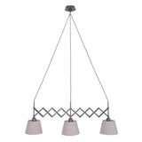 Le suspension de cisaillement "Adrienne", largeur extensible de 52-100 cm, en métal brun avec parasols textiles de couleur naturelle, versions E27, éclairage pour le salon, la salle à manger ou le bureau