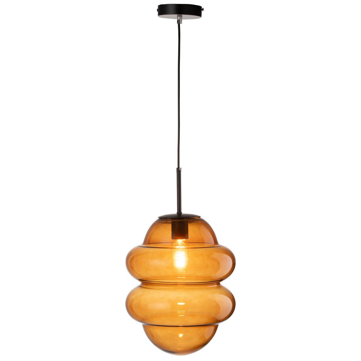Lampe suspendue Honey Spoon en verre marron, vue de face