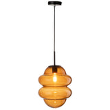 Lampe suspendue Honey Spoon en verre marron, vue de face