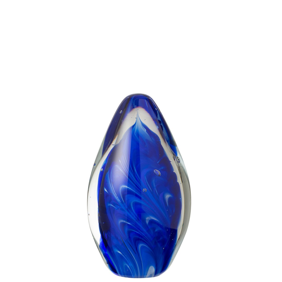 Détail du presse-papier Polypus Oval J-Line, verre transparent et bleu