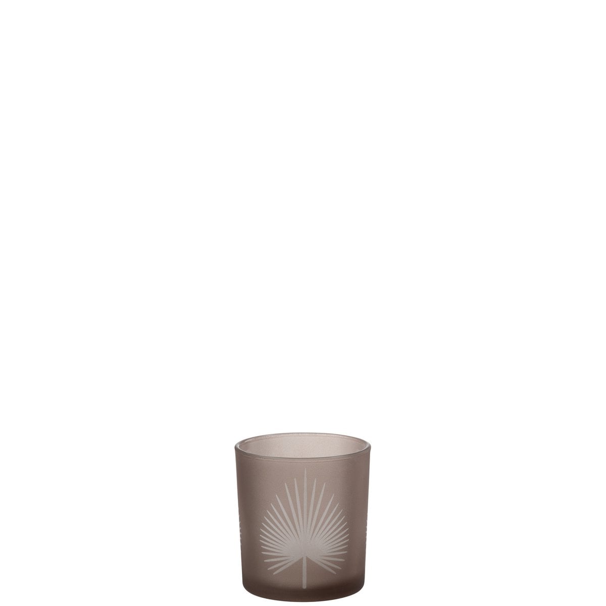 Photophore J-Line en verre beige avec motif feuille de palmier
