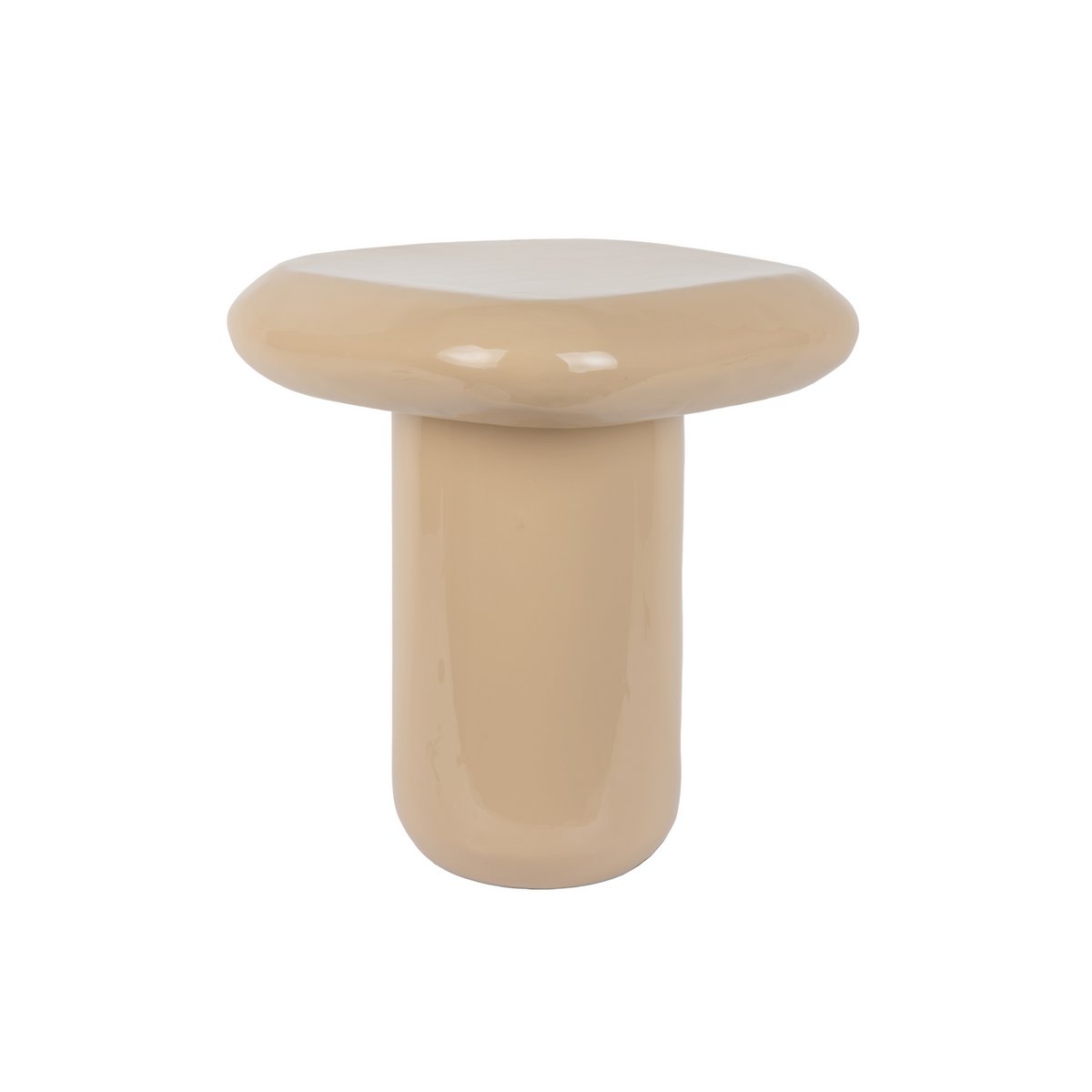 Vue latérale de la table d'appoint Roca Haute, design organique