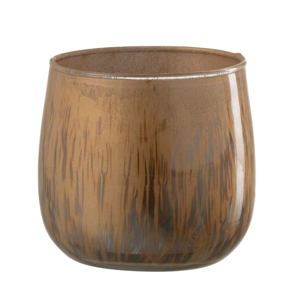 Bougeoir J-Line en verre marron, vue de face avec détails du verre
