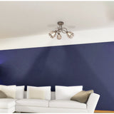 Papin LED à 3 places "Josefa", lampe à plafond en métal et le verre en acier inoxydable, avec des lampes filamentaires de version E14 incluses, pour le salon, la salle à manger, le couloir ou le couloir 38 x 24 cm