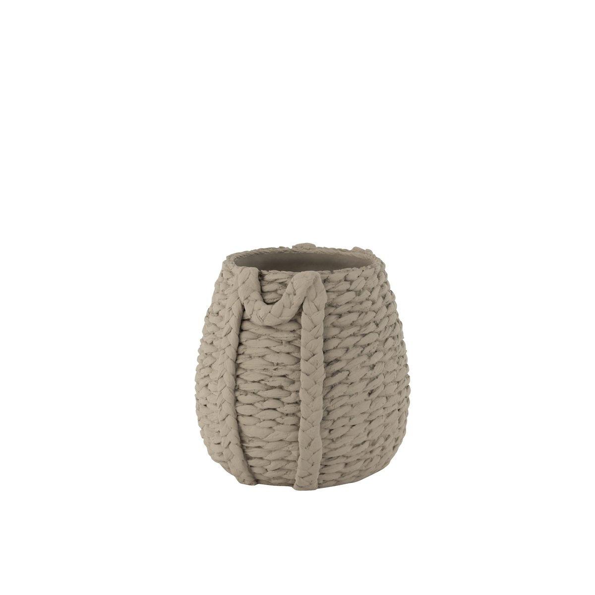 Pot de fleur tressé en ciment gris, taille moyenne, design moderne