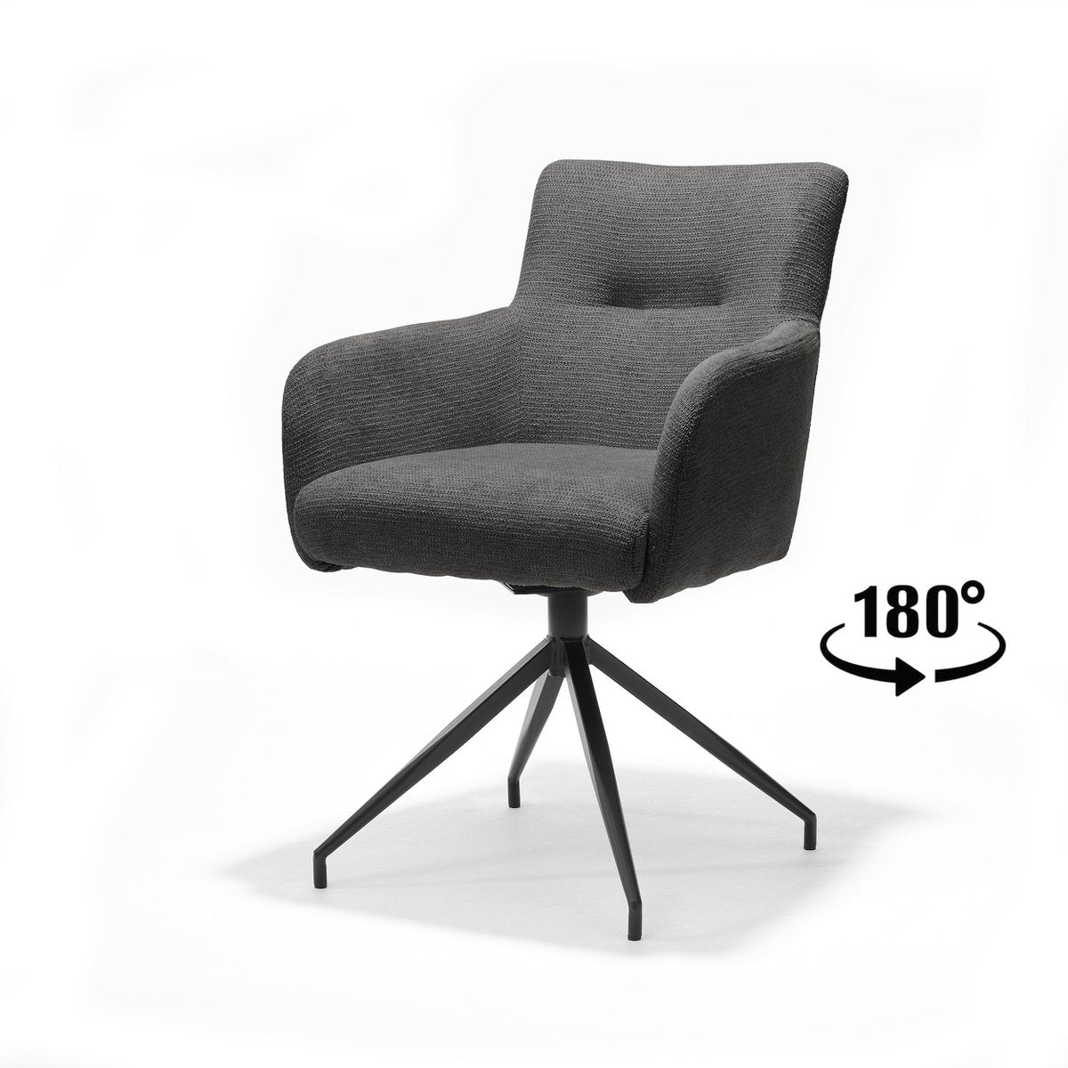 Chaise Joey Aragon anthracite - vue avant avec tissu élégant
