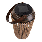 LED SOLAIRE LED "KORBINIAN" pour le jardin et la terrasse, lampe décorative en métal avec tension de jute dans la nature, LED lampe solaire fermement installée pour l'extérieur 29 x 13 cm
