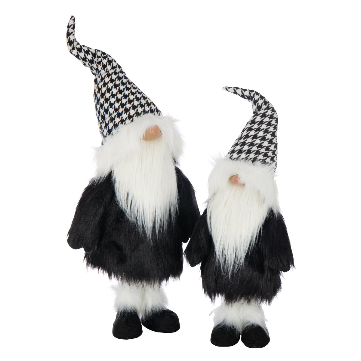 Figurine Père Noël Pied-De-Poule J-Line en polyrésine noir et blanc, vue avant