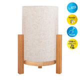 Lampe ackitique "Matilda" 32 cm de haut, en blanc / nature, avec LED intégrée, dimmable avec capteur tactile