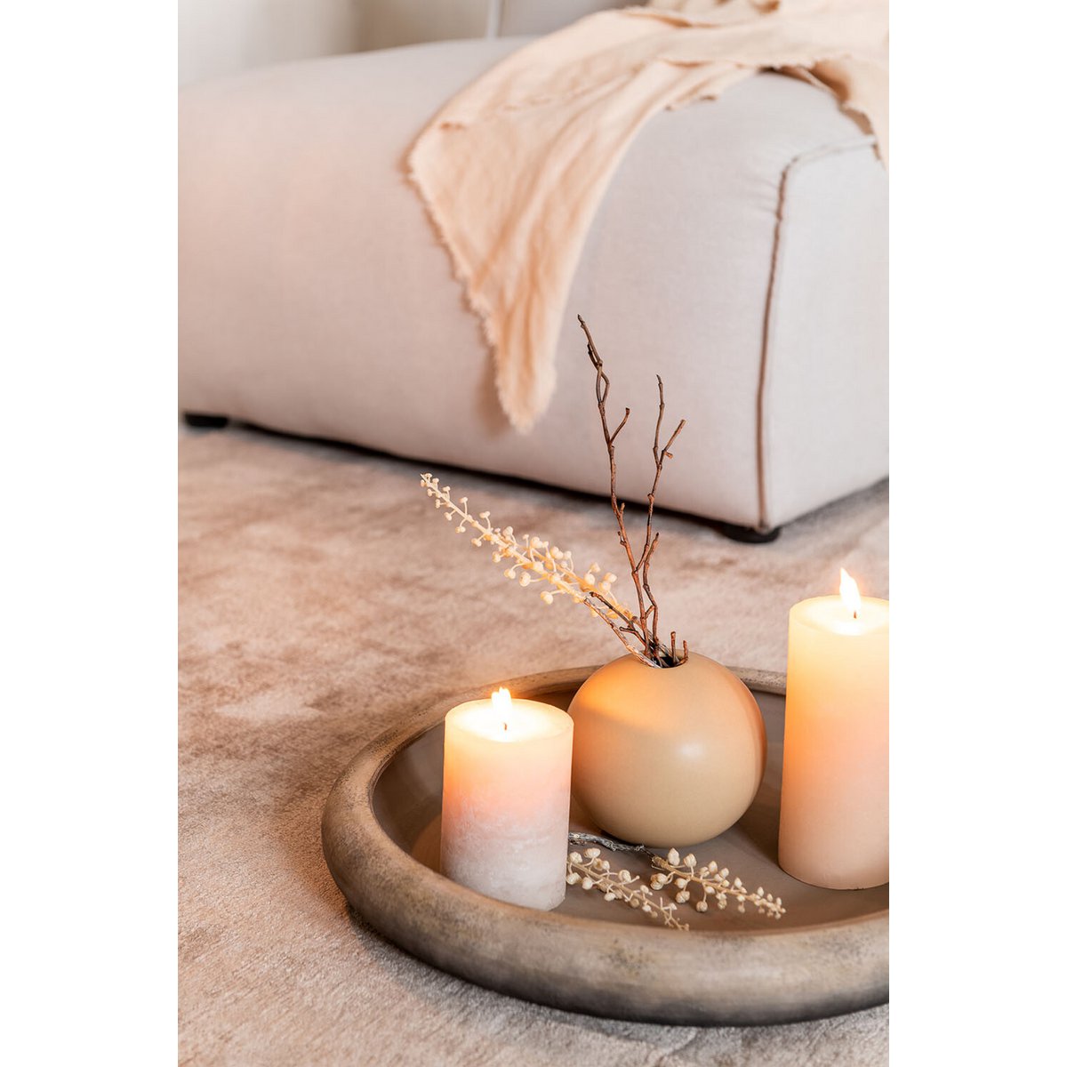Vase bol J-Line en céramique beige, détail de la texture