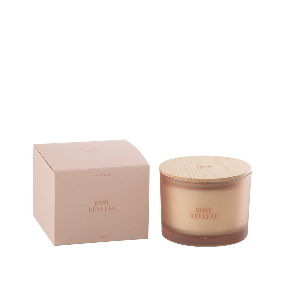 Bougie parfumée Rose Rêveuse de J-Line, couleur rose délicate