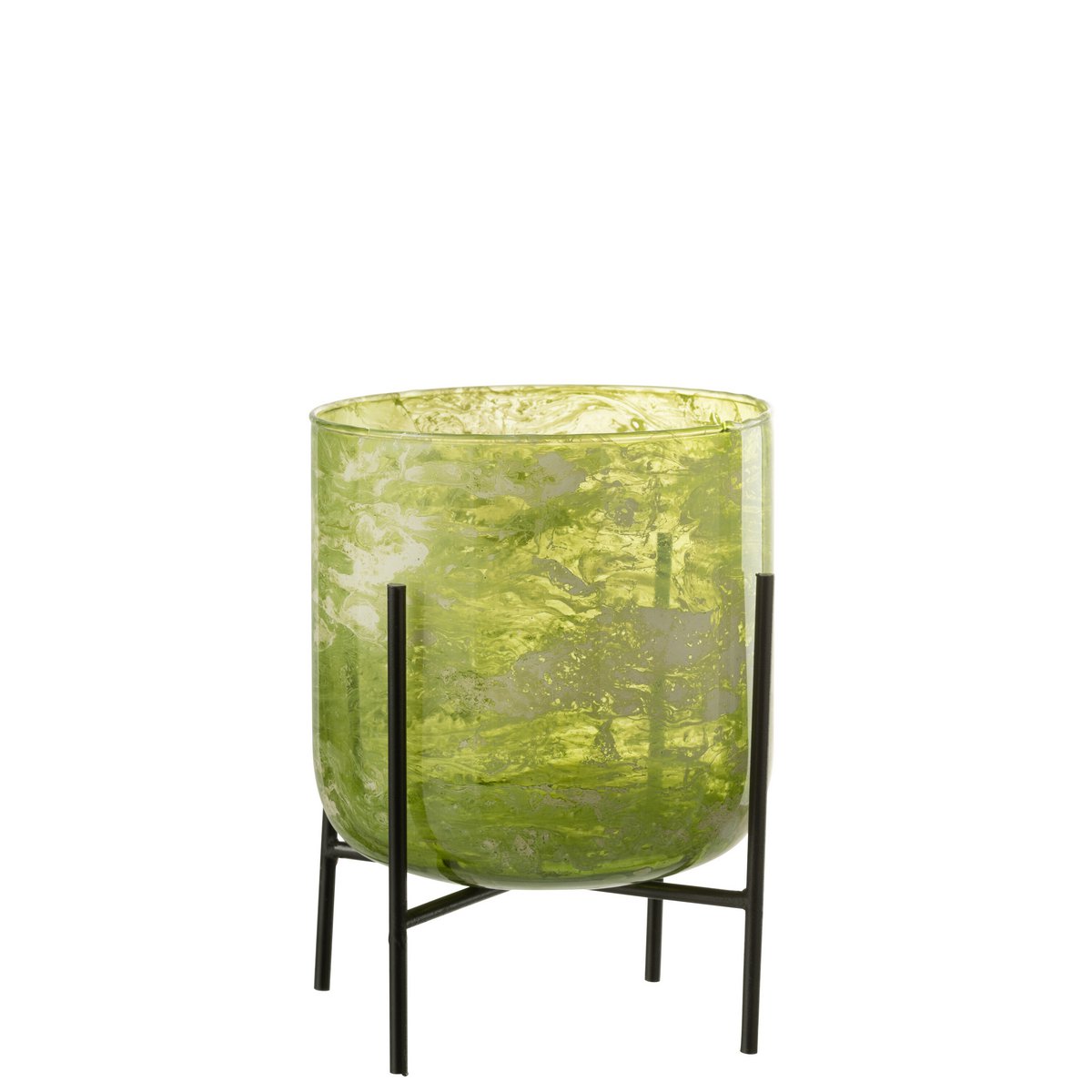 Lanterne J-Line Standing Marble avec structure en verre et métal, vue de face