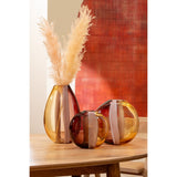 Vase Arun J-Line en verre brun et jaune, vue de face