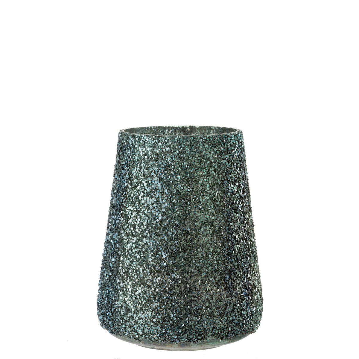 Lanterne J-Line Glitter en verre vert foncé, vue de face