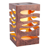 Décoration LED Lumière solaire "Hilda", 12,3 x 12,3 cm, 20 cm de haut, en plastique de haute qualité, à l'intérieur en or, finition métallique brun or, LED intégrée, blanc chaud