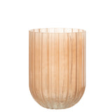 Vase Yoni Stripes en verre peach, gros plan sur les détails des rayures