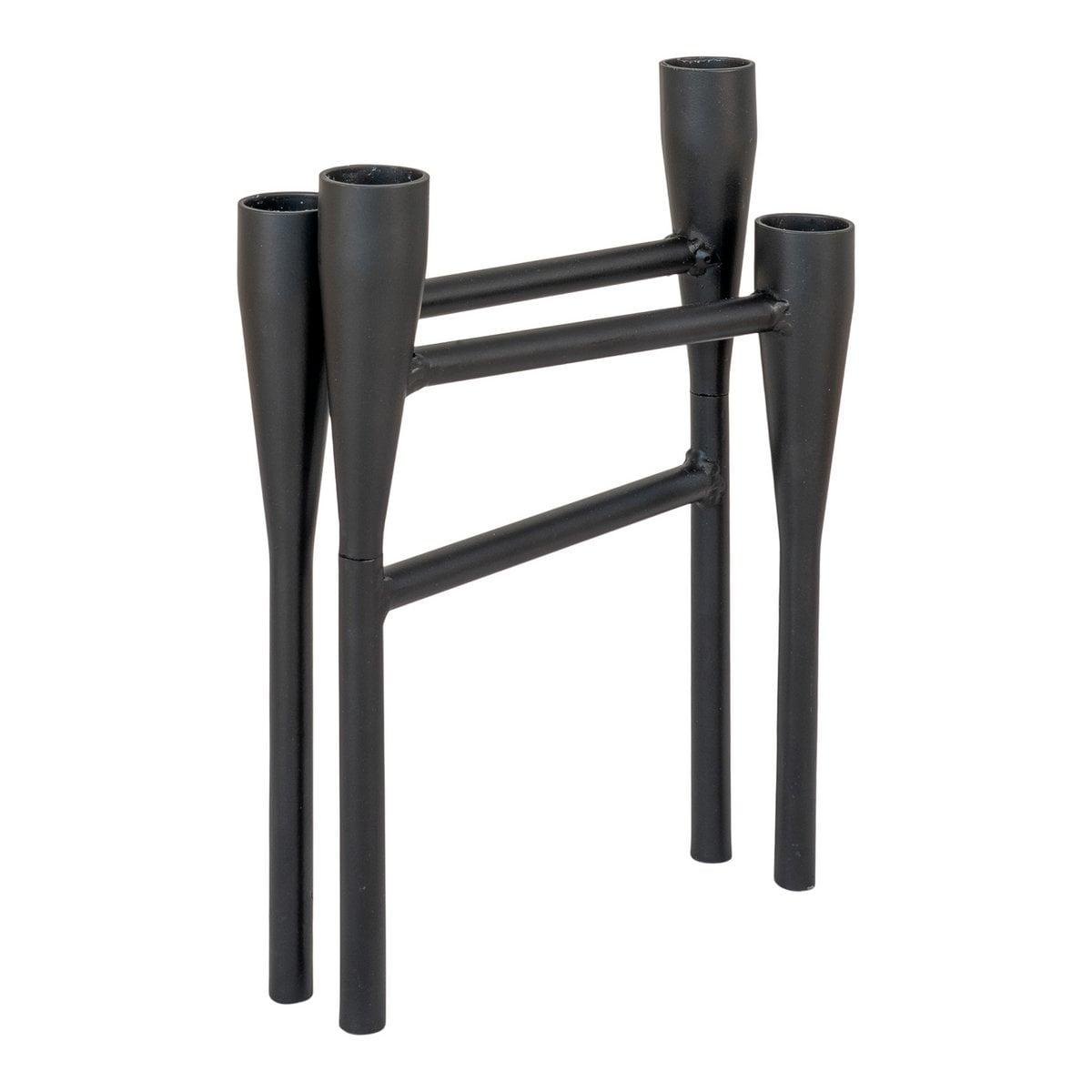 Bougeoir noir sur table, ambiance élégante et moderne