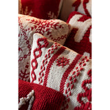 Détail du coussin J-Line avec motif rayé et flocons de neige
