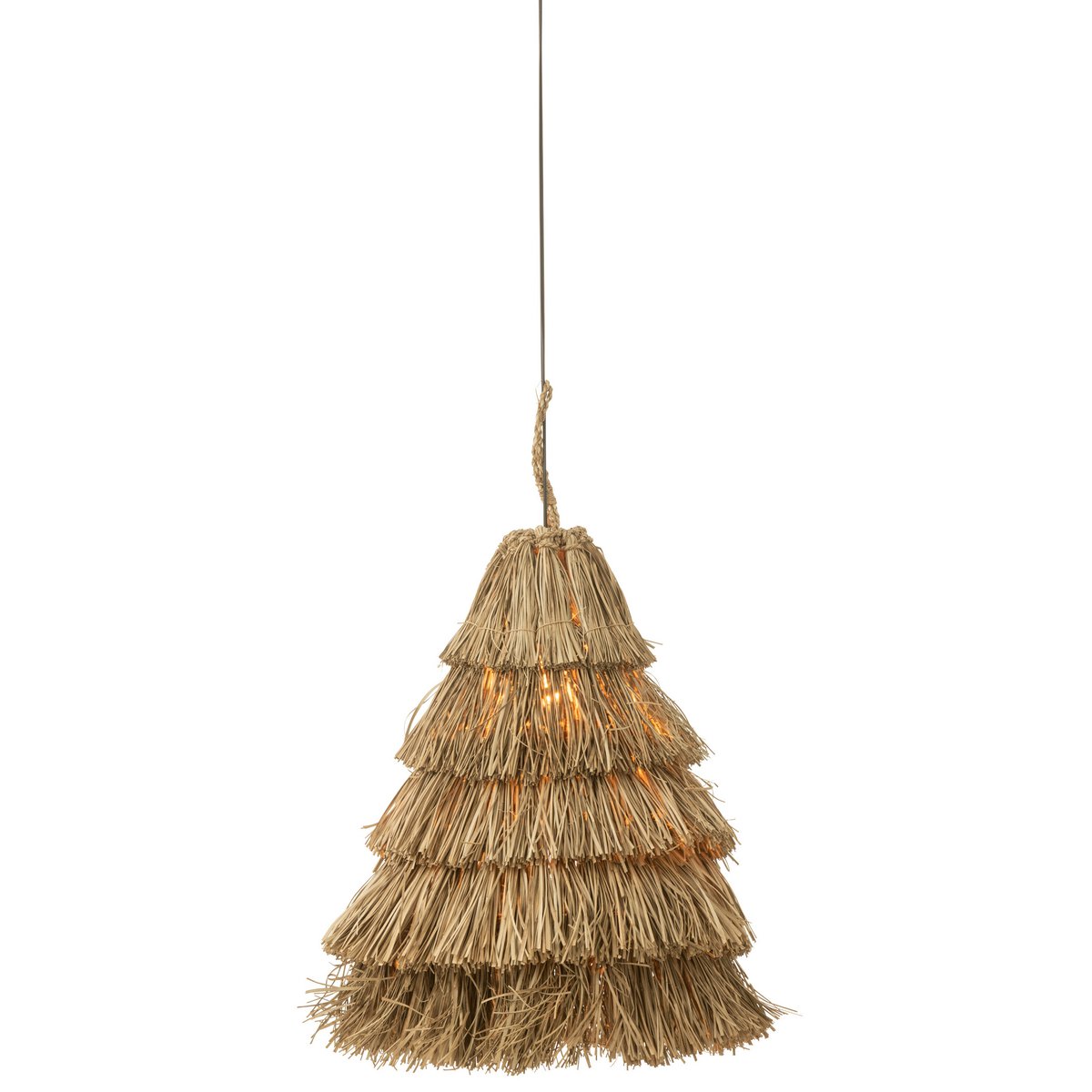 Lampe suspendue J-Line en jonc de mer naturel avec cinq couches