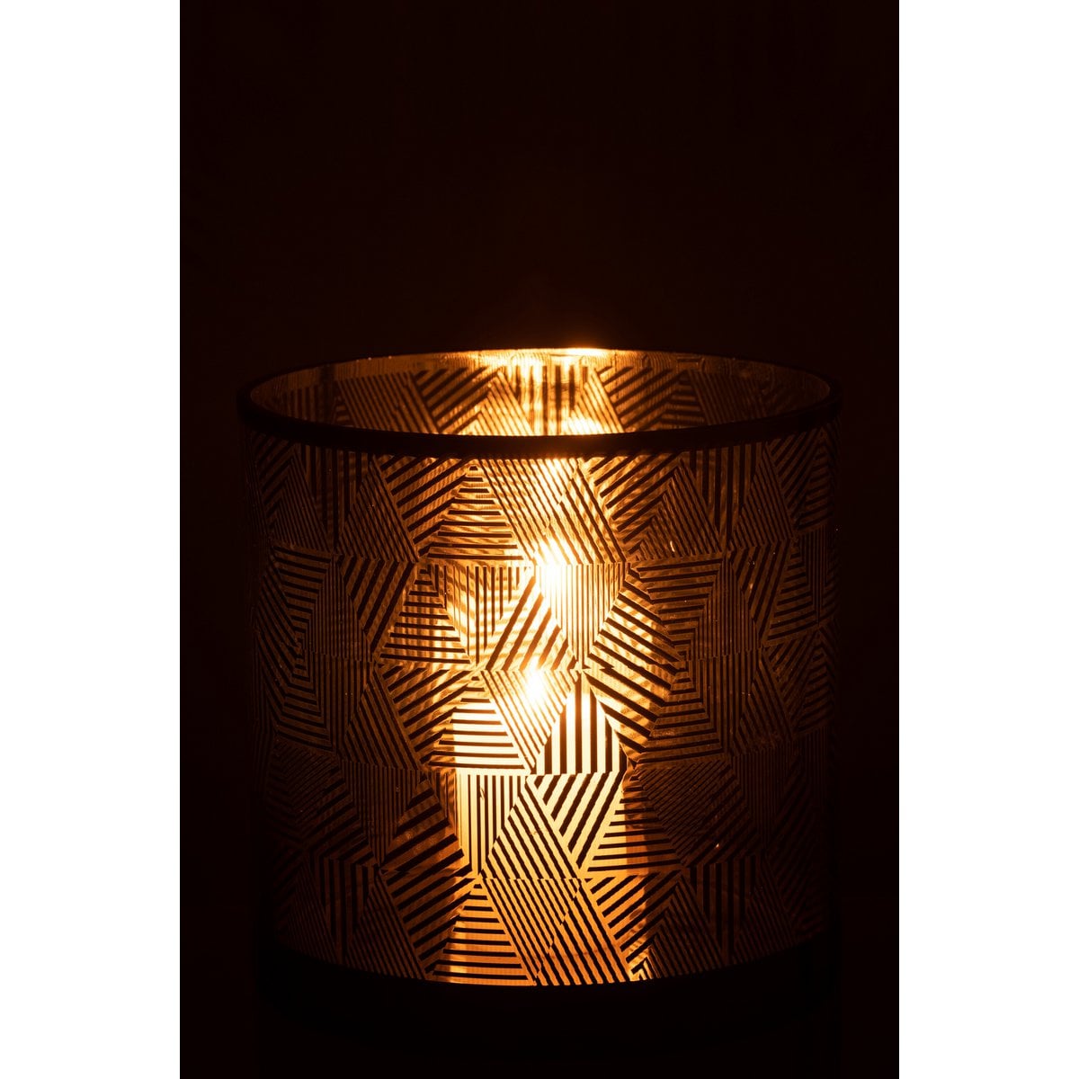 Lanterne J-Line Triangles Stripes en verre marron, vue latérale
