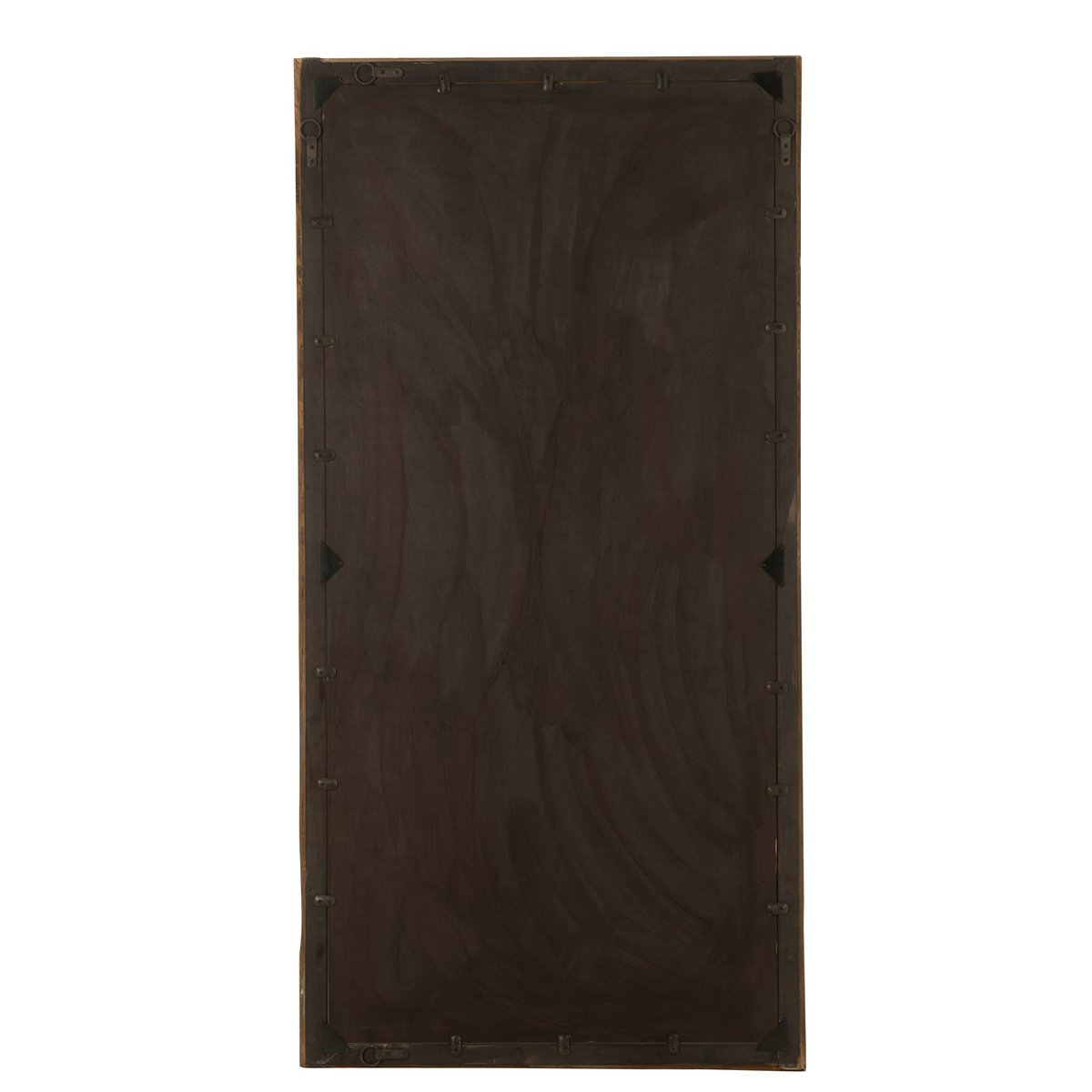 Détail du cadre en bois marron du miroir J-Line