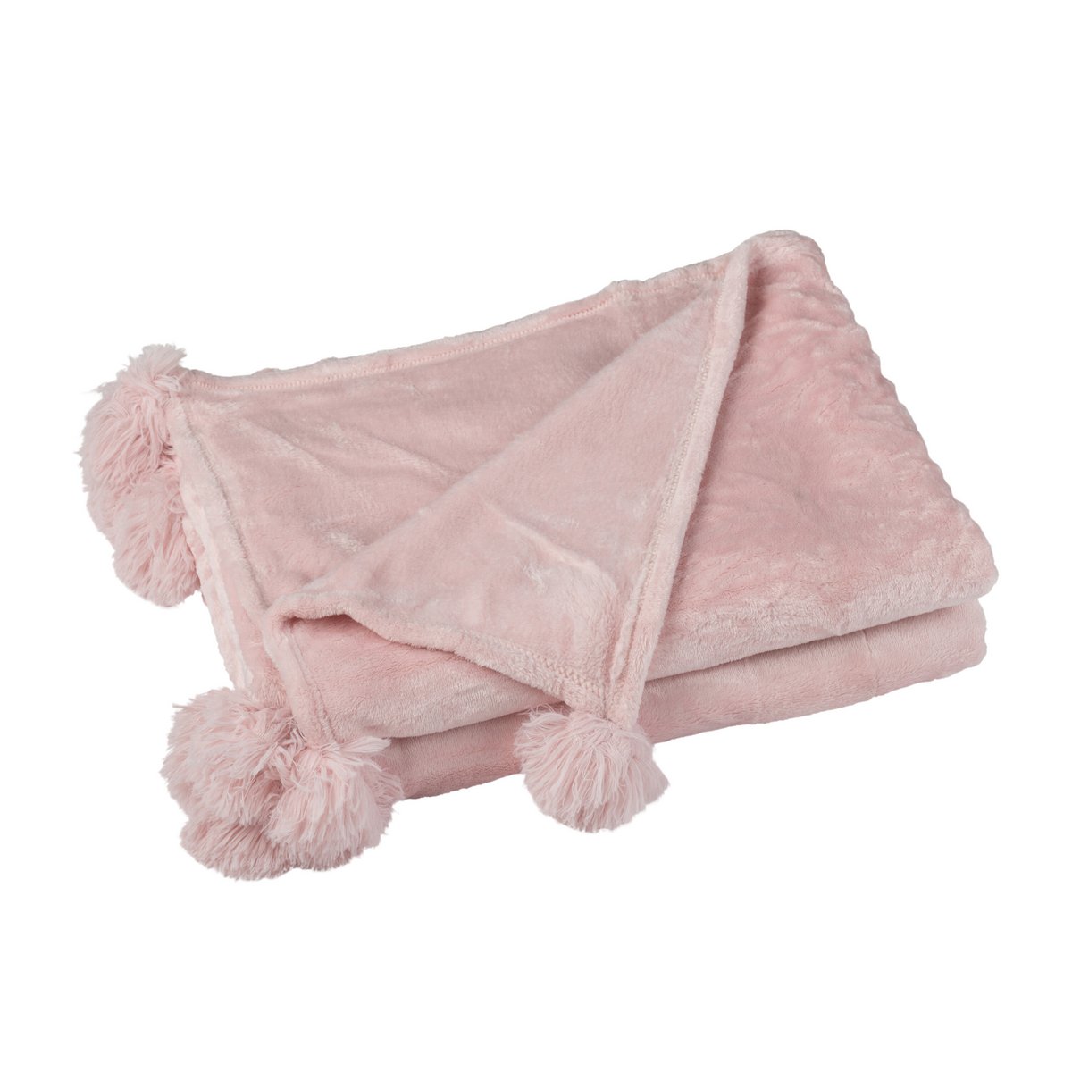 Plaid pompon rose J-Line sur un canapé élégant