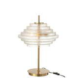 Lampe de table J-Line dorée en verre translucide, vue de face