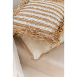 Détail des franges du coussin J-Line Rayures Franges Mendong