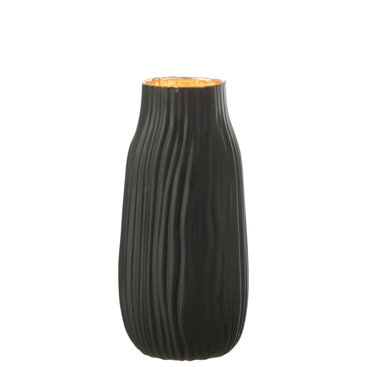 Vase J-Notches en verre noir et or, élégant et moderne