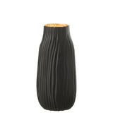Vase J-Notches en verre noir et or, élégant et moderne