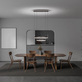 LED CCT Pendant Light "circulo" en métal noir et en plastique de couleur sable, avec LED intégrée et de nombreuses fonctions, Ø 60 cm, 150 cm de haut.