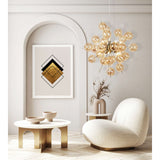 Lampe suspendue en métal et verre ambre Ø 65 cm