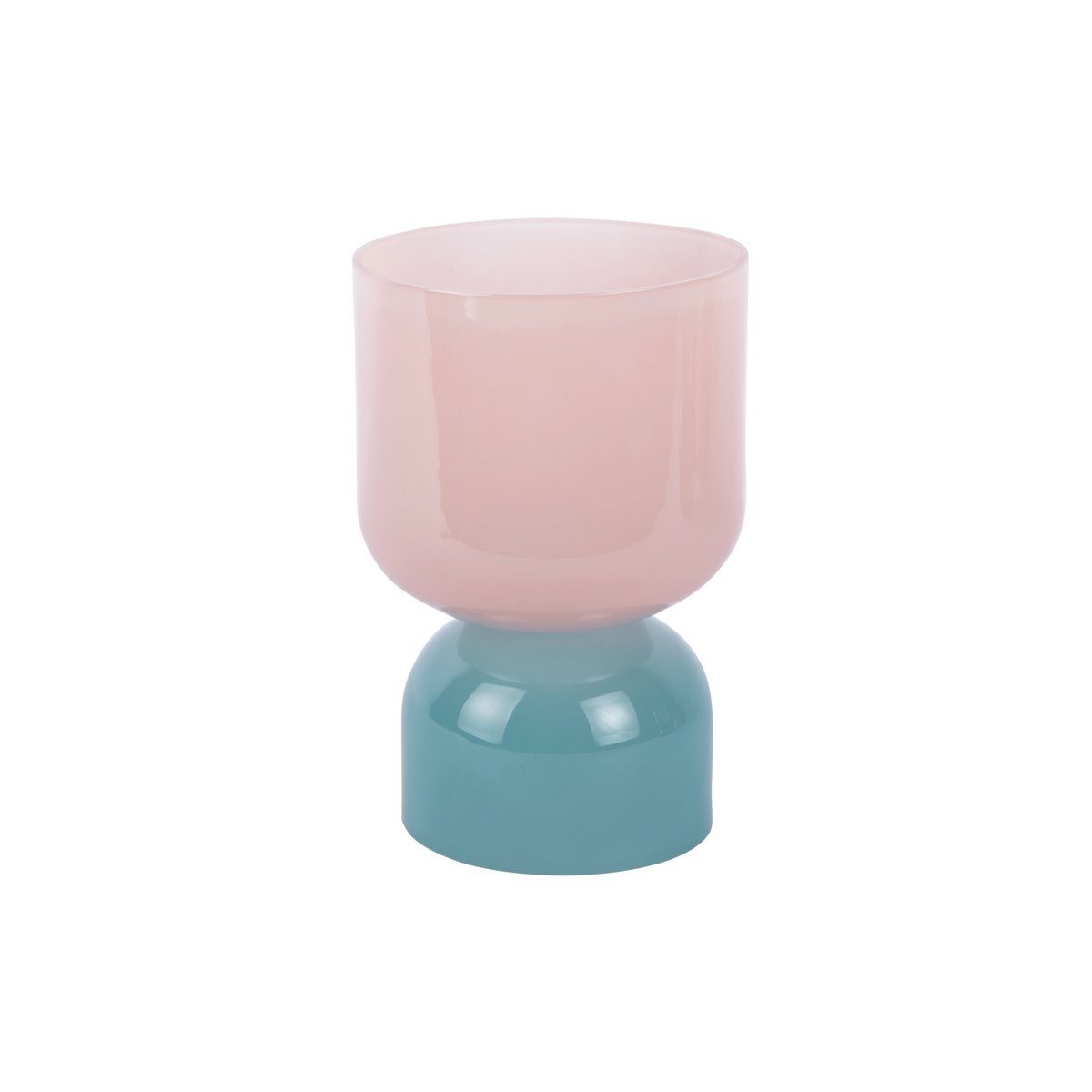 Vase en verre rose de 22 cm de hauteur, design moderne