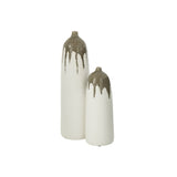 Vase Olea J-Line en céramique olive vert et blanc, vue de face
