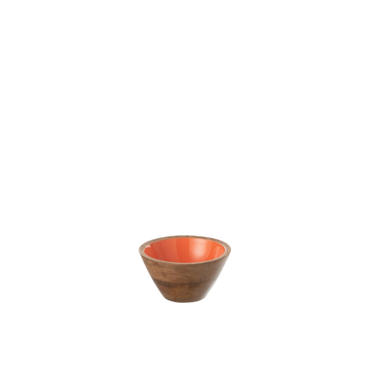 Bol J-Line en bois orange, détail de la texture et de la couleur