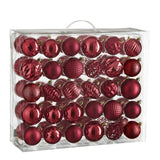 Set de 60 boules de Noël incassables rouge foncé, élégantes et résistantes.