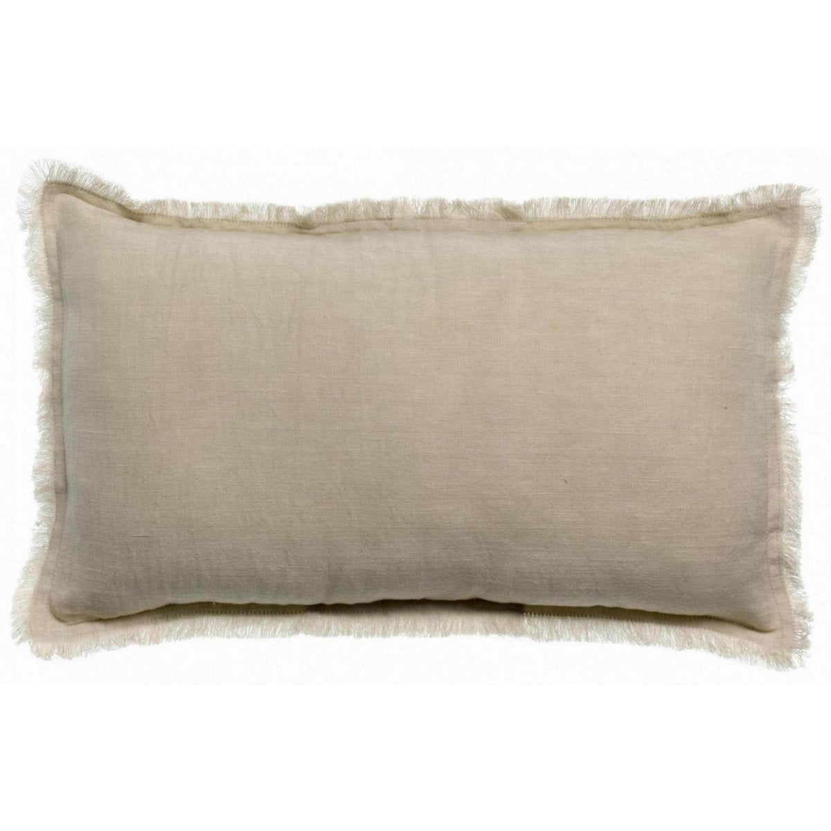 Coussin uni Laly Lin 30 x 50 en beige, élégant et confortable