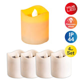 4 bougies solaires à LED pour l'extérieur, en plastique en blanc, avec des LED intégrées