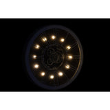 Vue de profil de l'horloge miroir J-Line, détails bois et argent