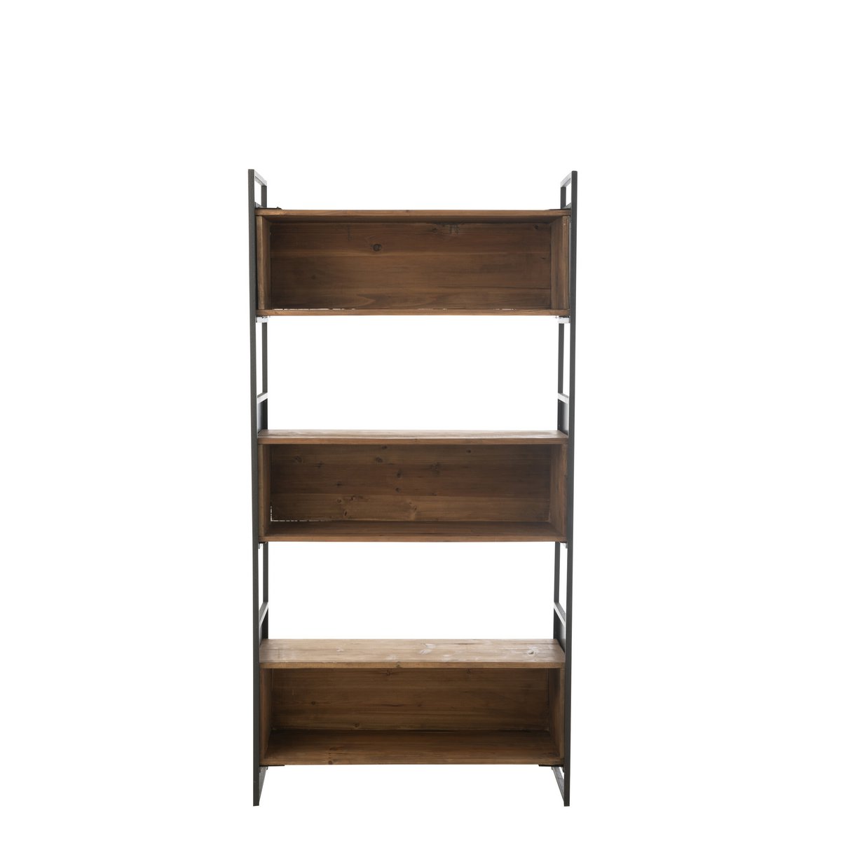 Étagère J-Line en bois recyclé et métal noir, vue de face